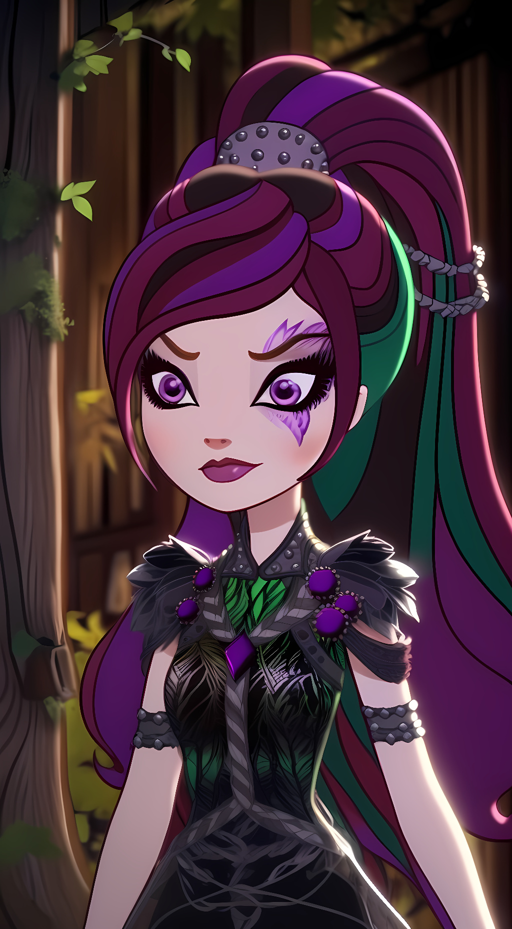 ai character: Raven Queen  background