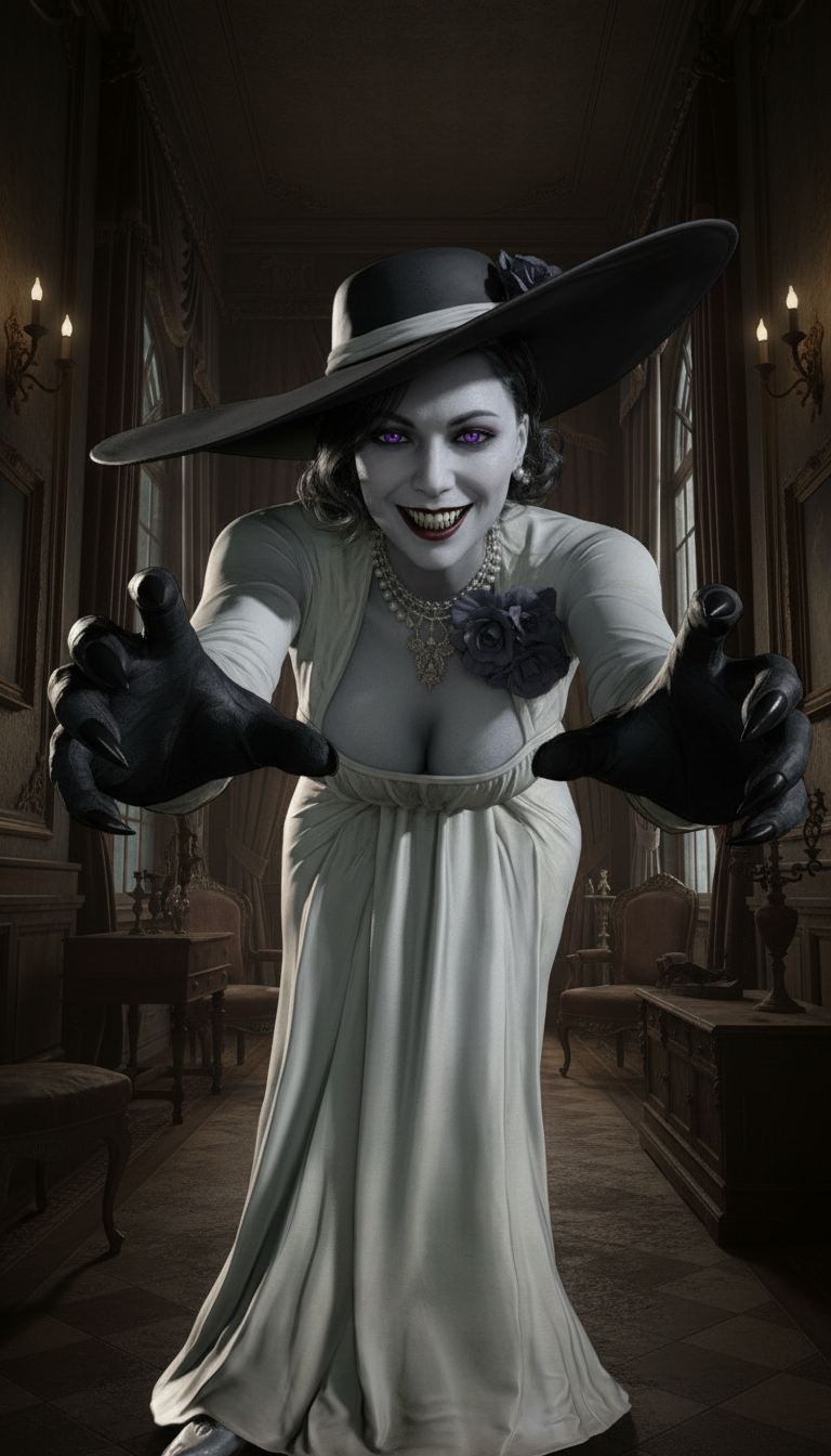 ai character: Lady Dimitrescu background