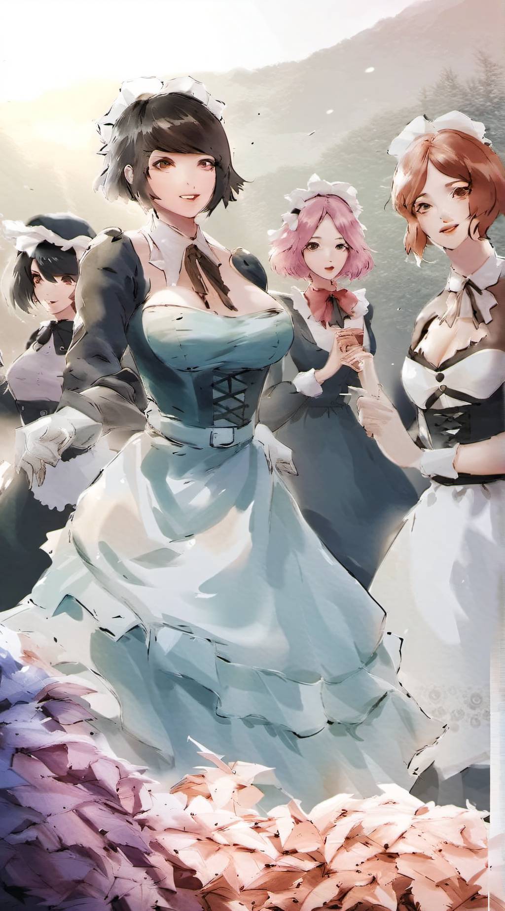 ai character: Maids with Mansion background