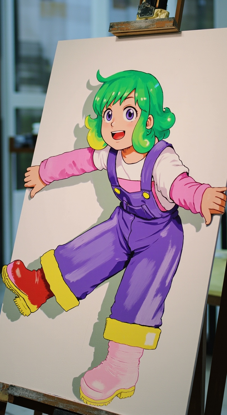 ai character: Hue Florescent background
