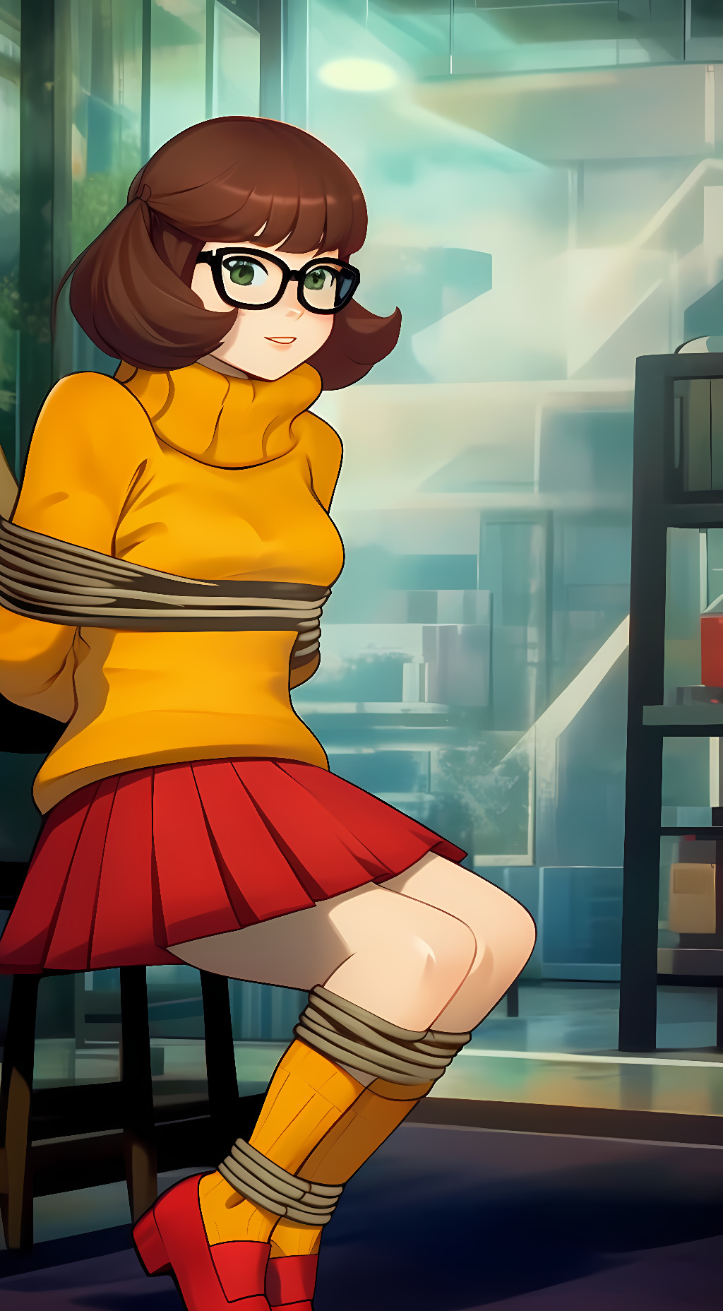 ai character: Velma Dinkley  background
