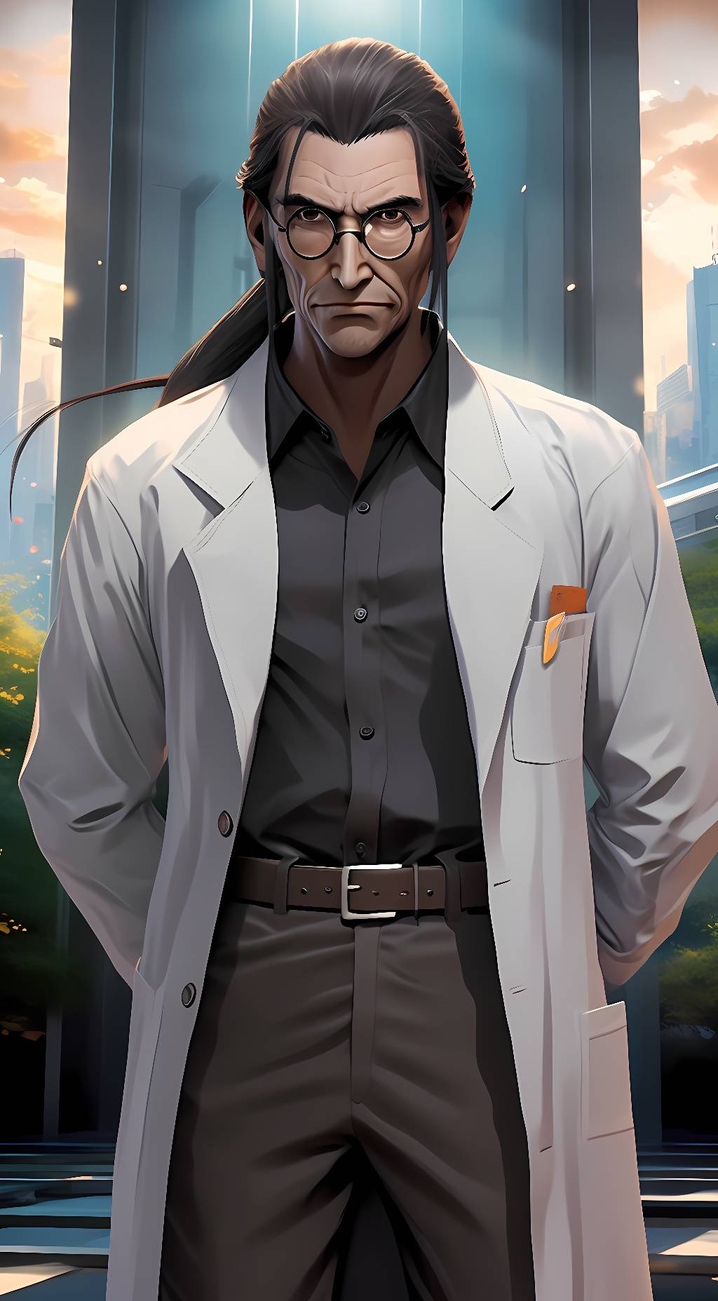 ai character: Professor Hojo  background