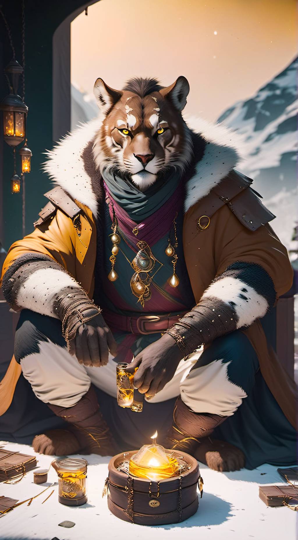 ai character: AbaDarshi Baandari background
