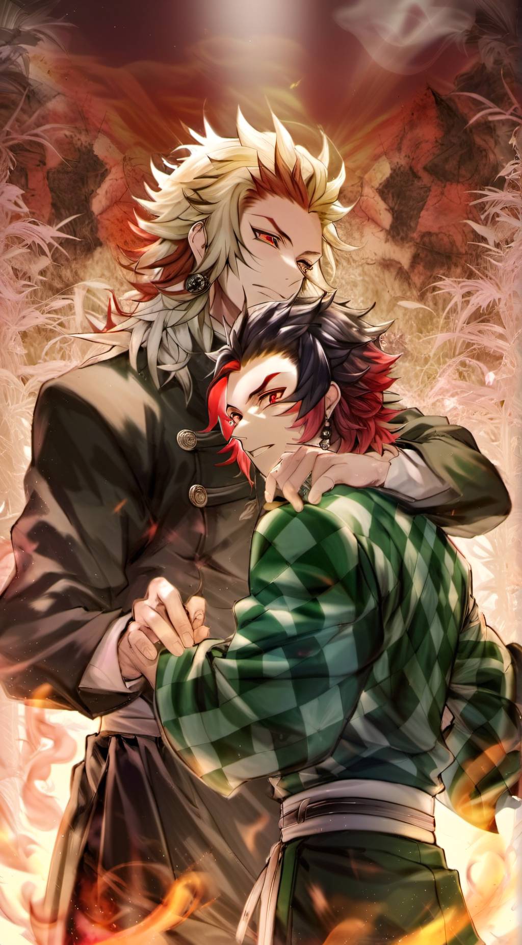 ai character: Rengoku & Tanjiro  background