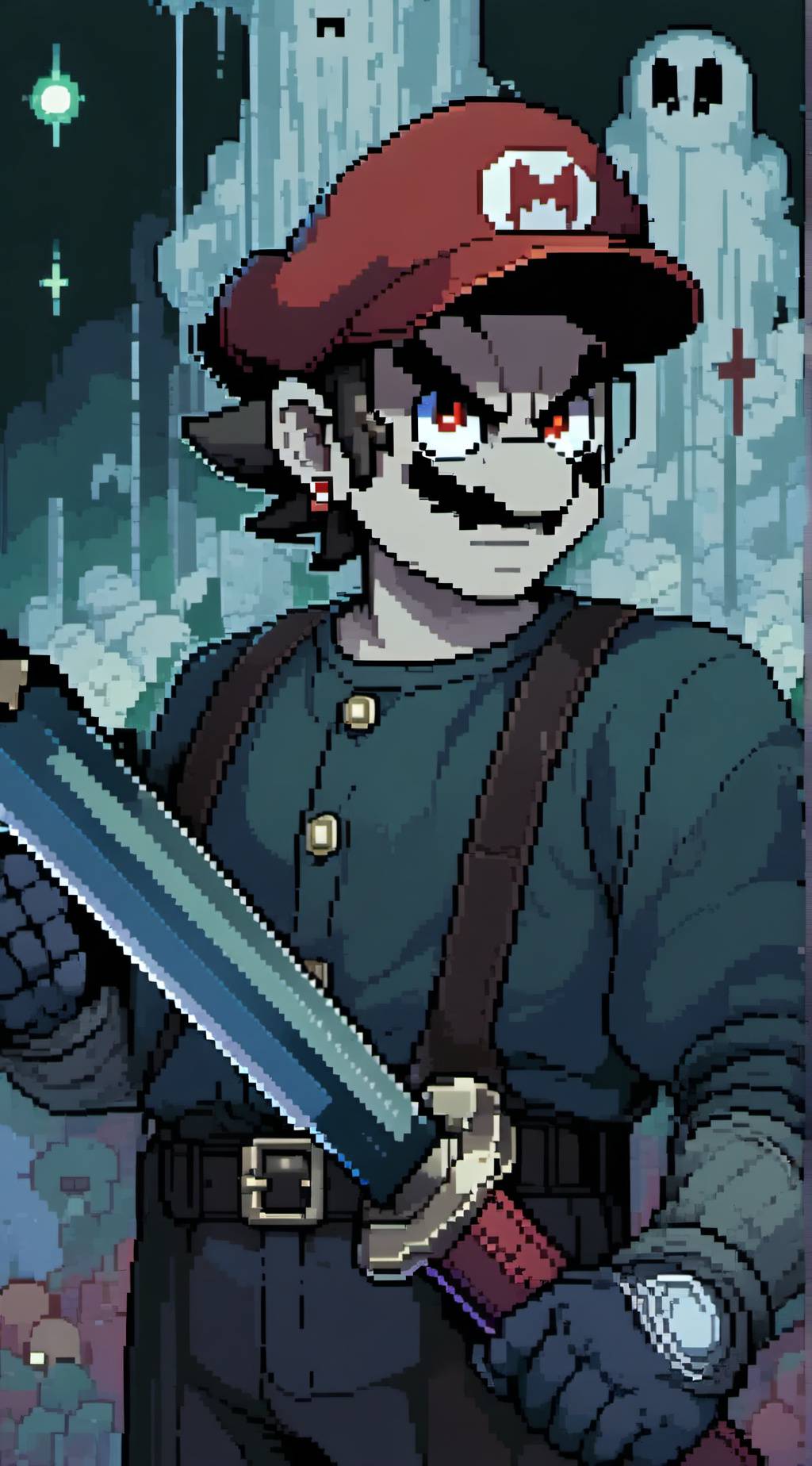 ai character: Devil mario  background