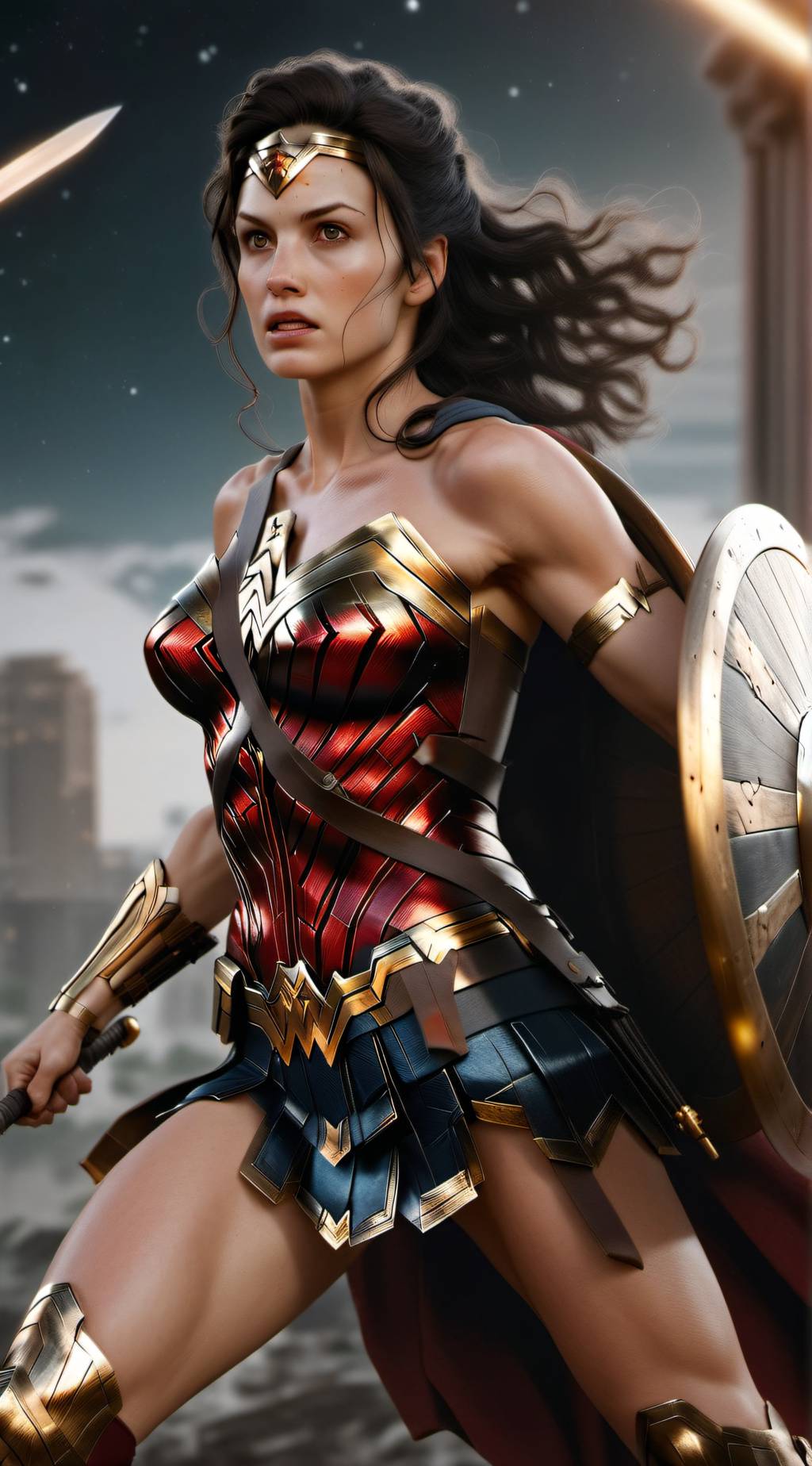 ai character: Wonder Woman: E-8 background