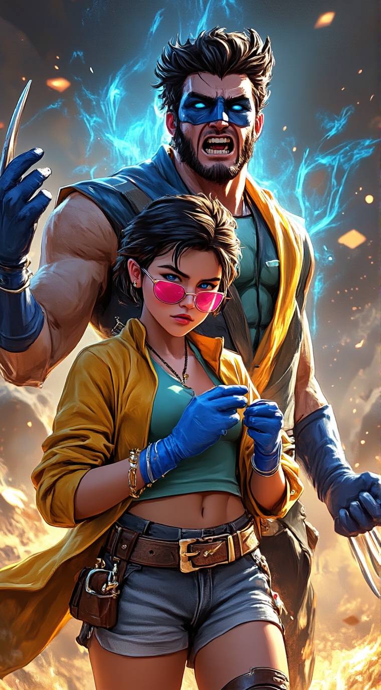 ai character: Wolverine&Jubilee background