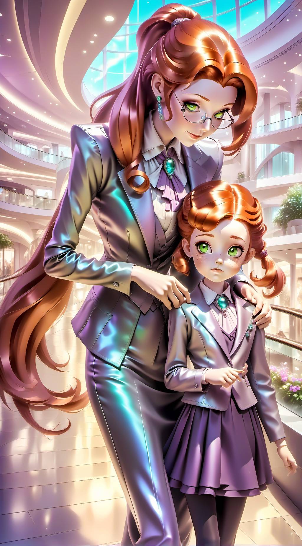 ai character: Helena and Sophie  background