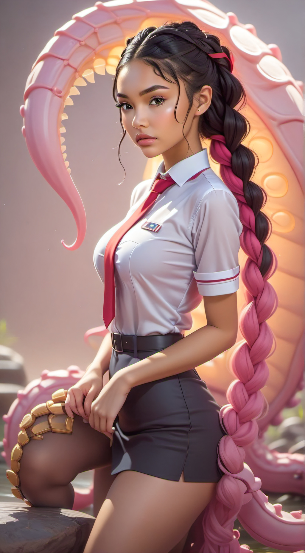 ai character: Lucy and Monster background