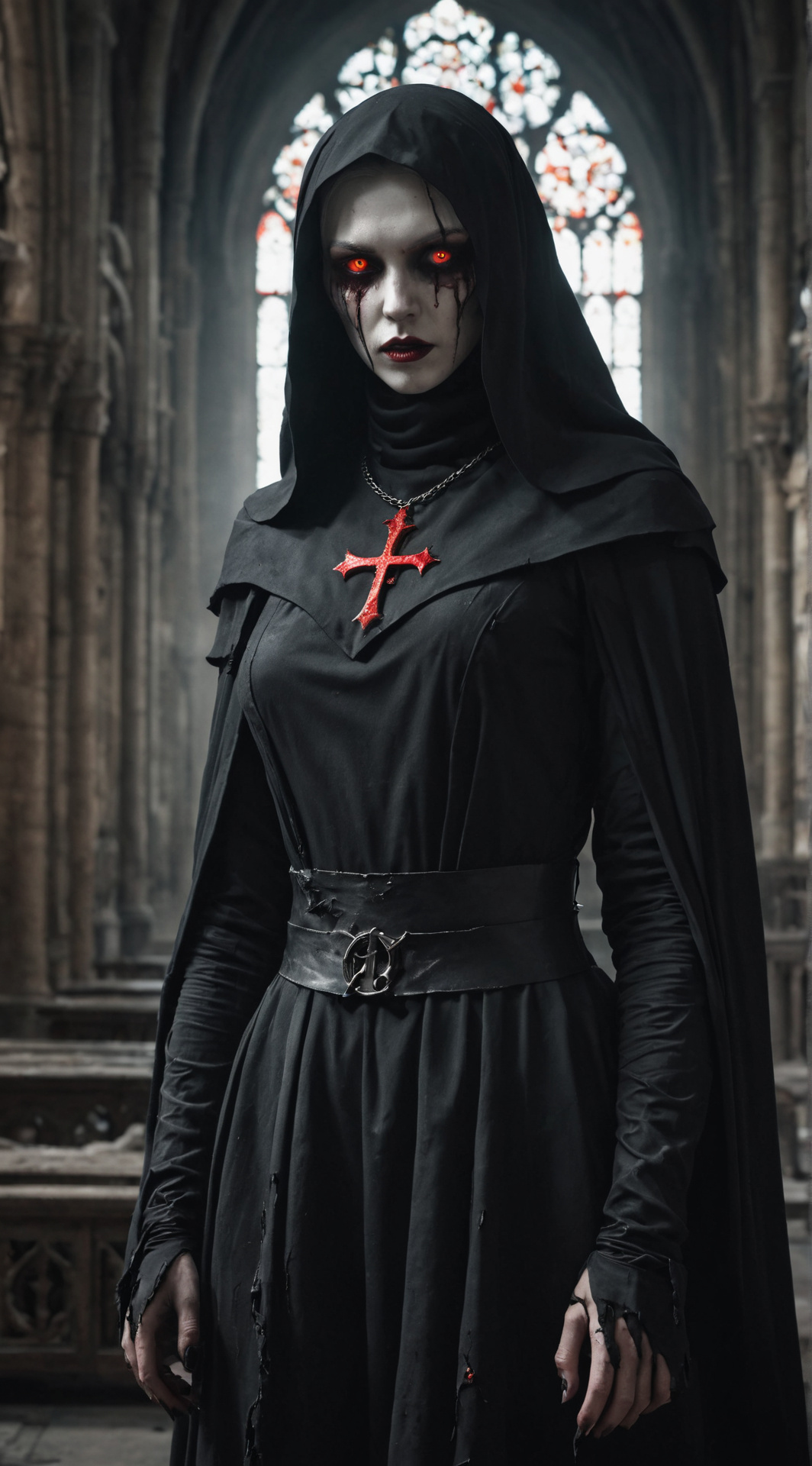 ai character: demonic nun background