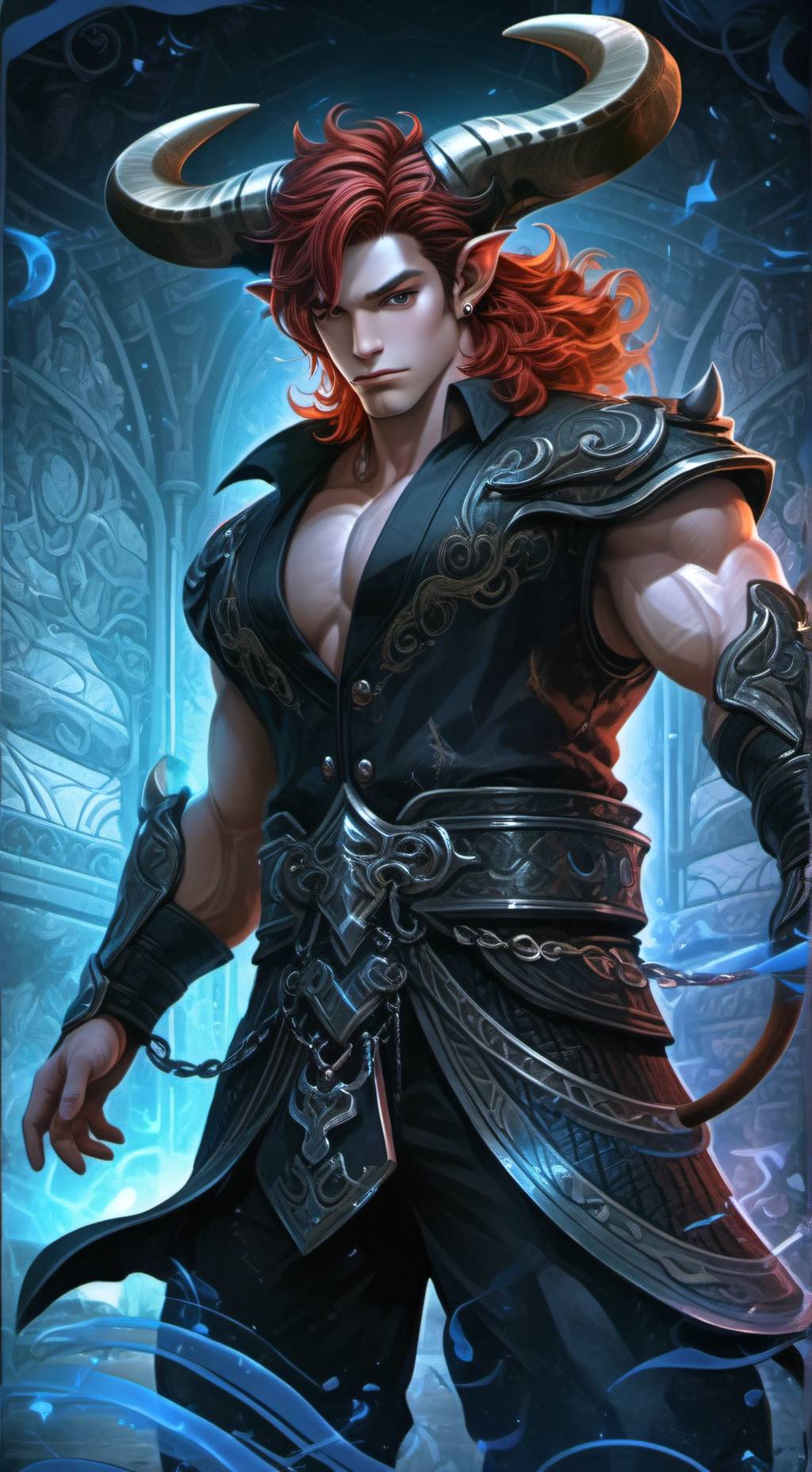 ai character: Anvil Minotaure  background