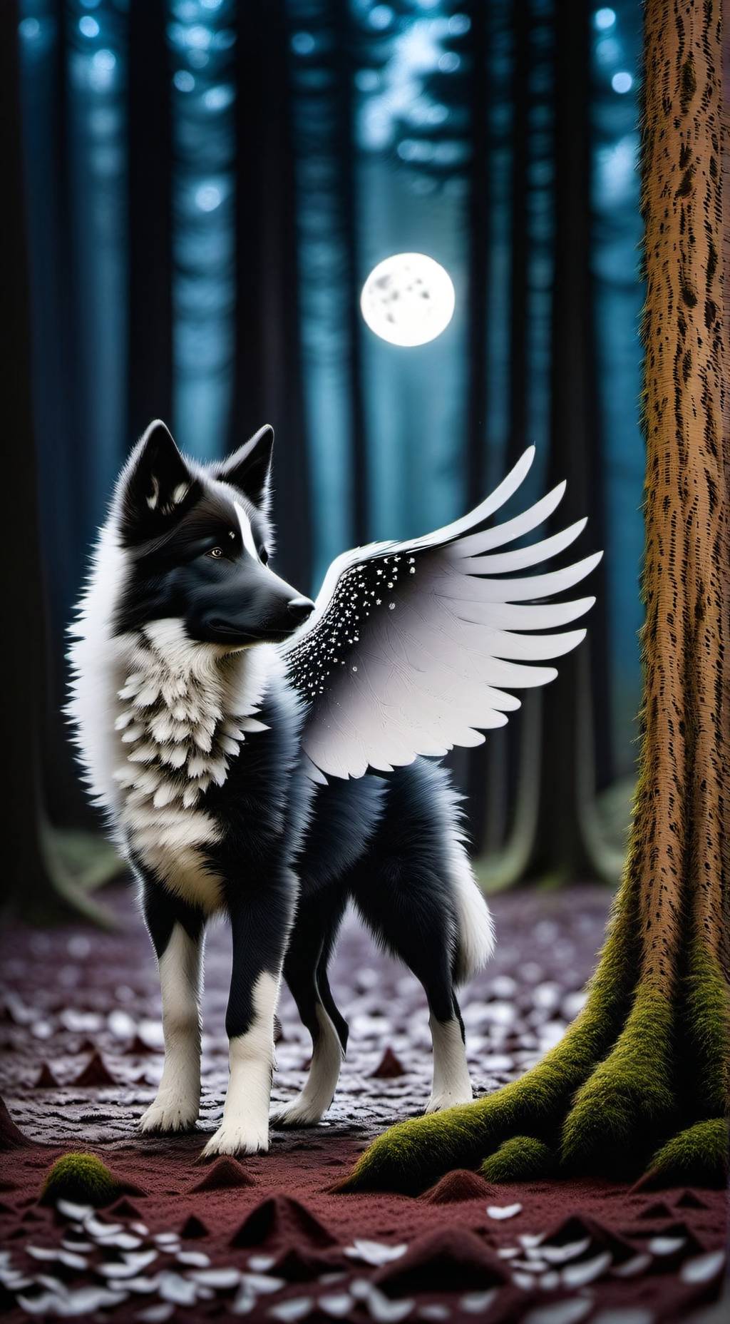 ai character: lost Wolf pup background
