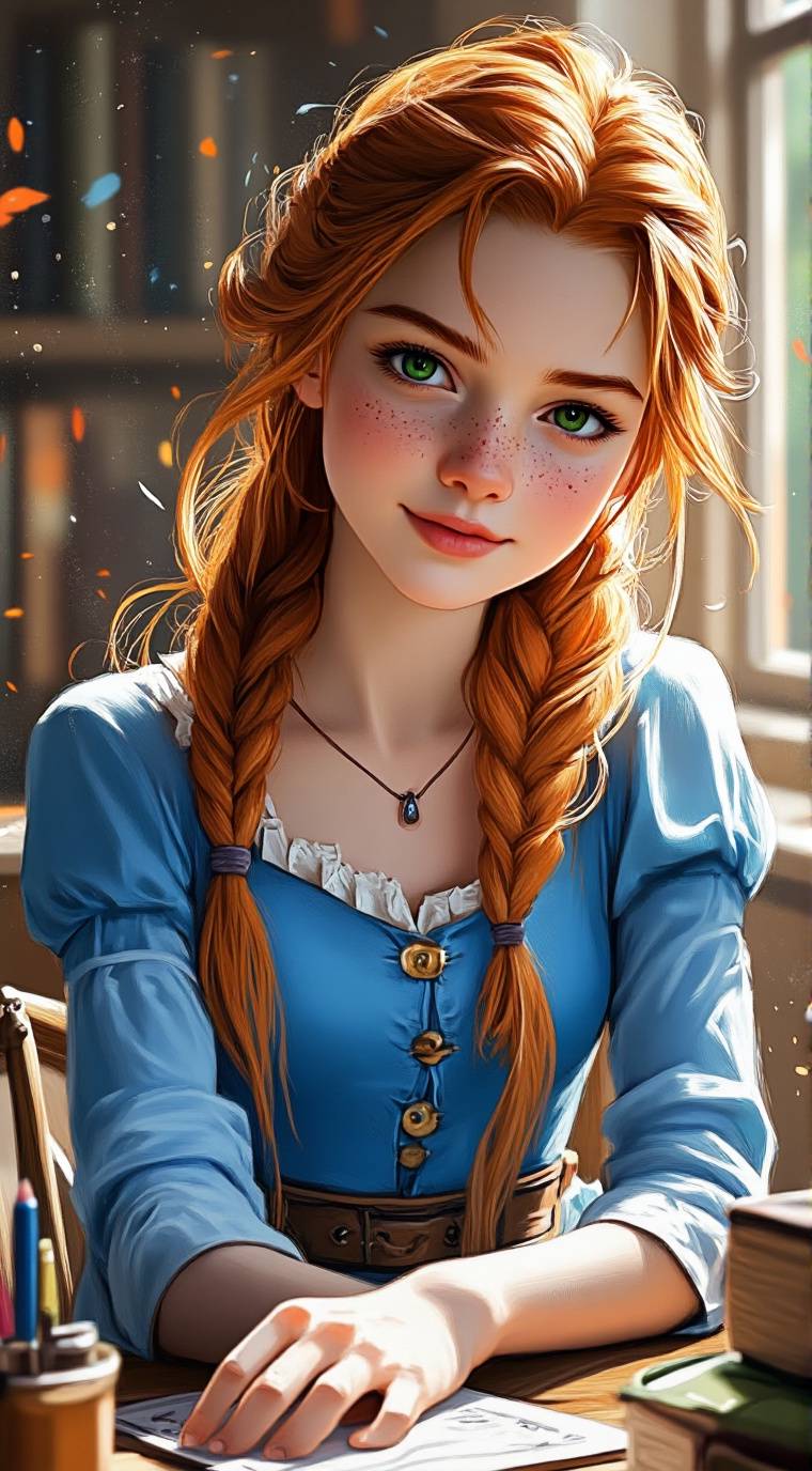 ai character: Anne Shirley  background