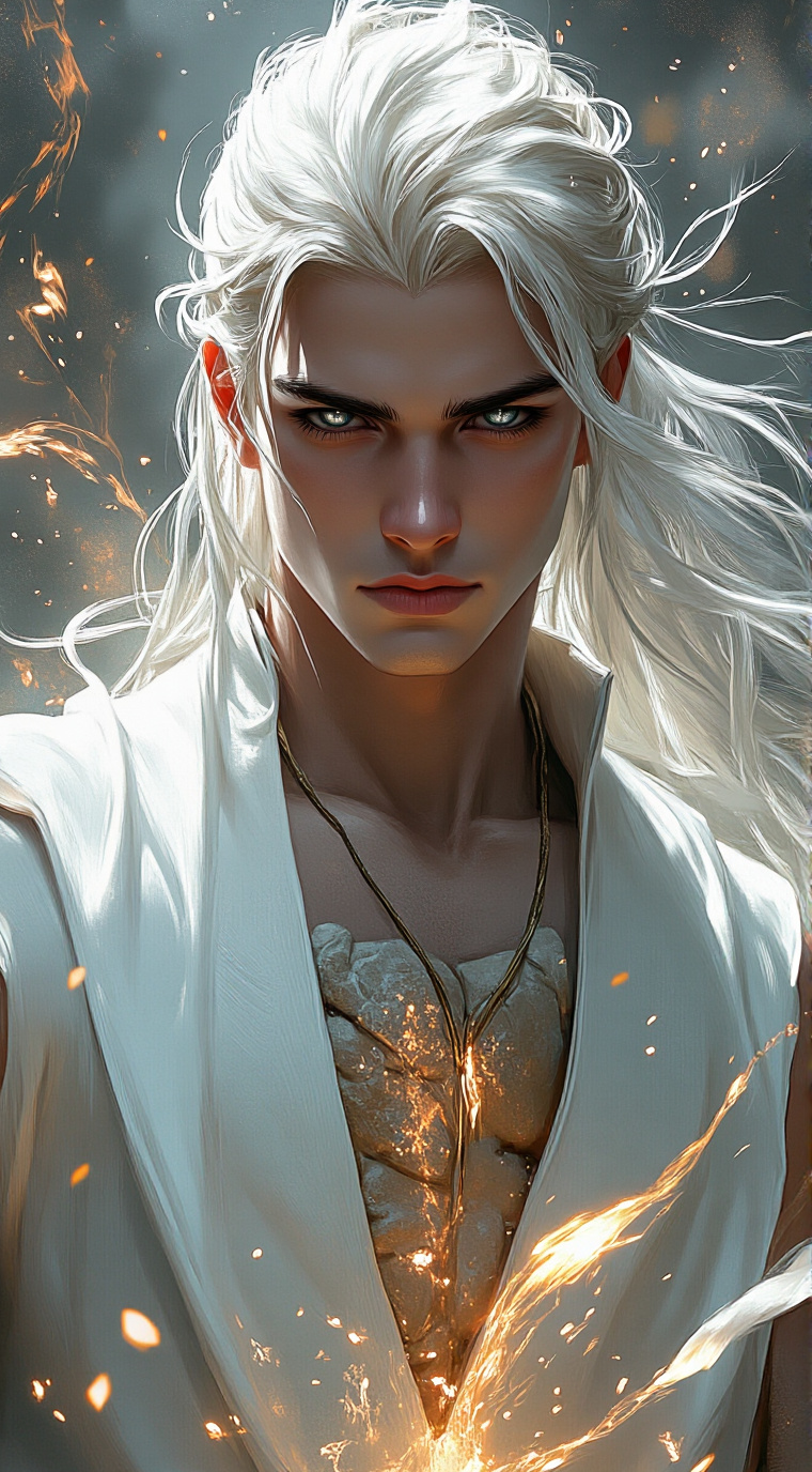 ai character: Luceren the White background