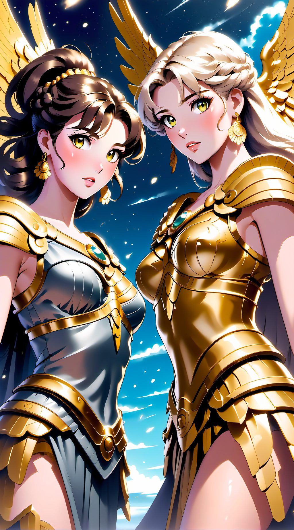 ai character: Afrodita y Atenea background