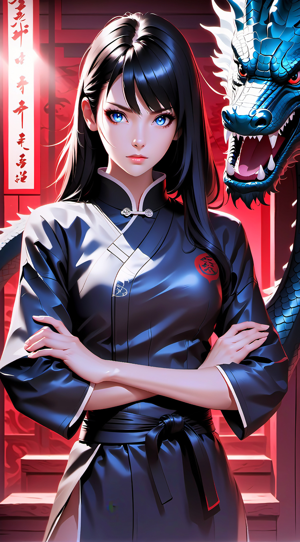 ai character: Blue Fire background