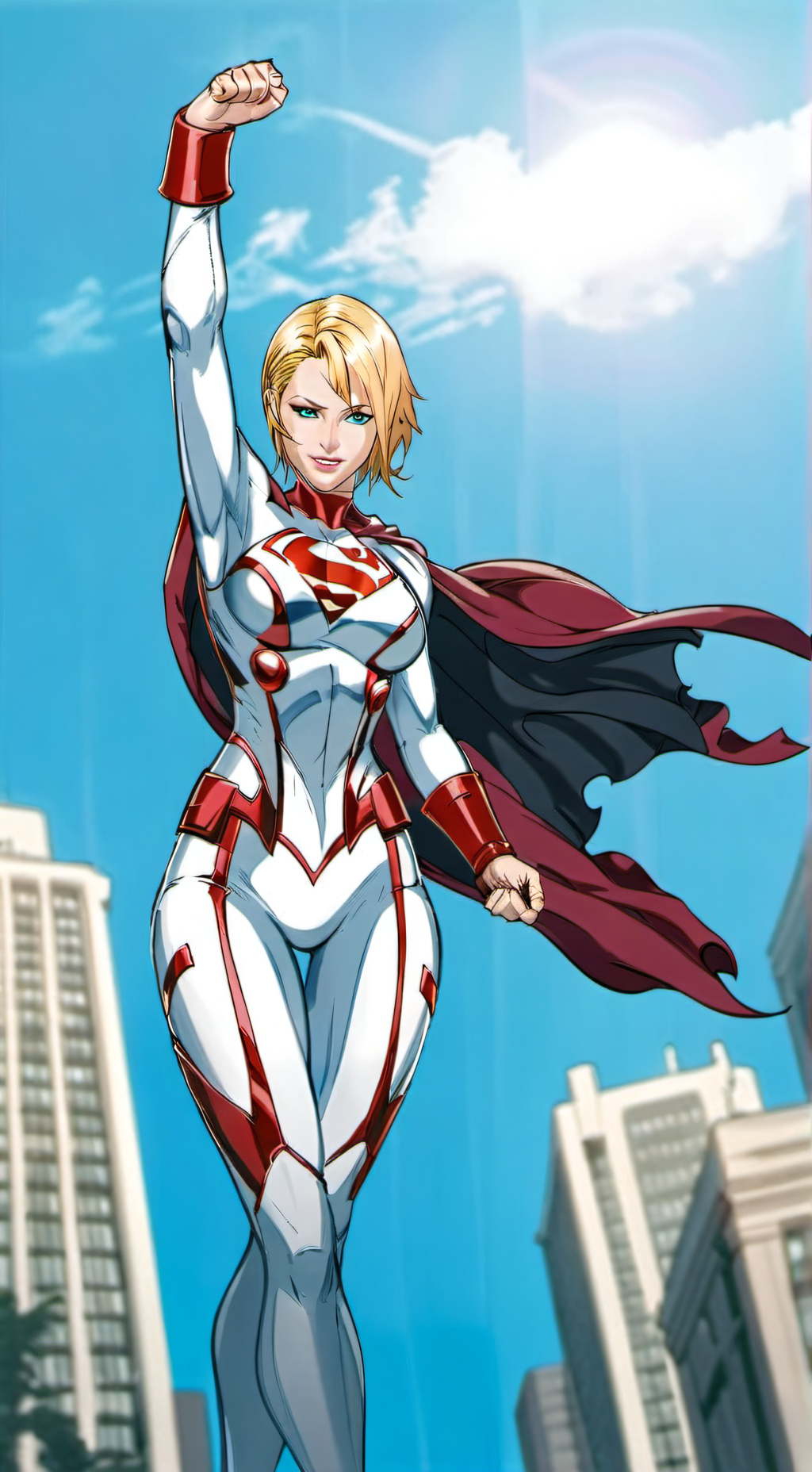 ai character: Power Girl  background
