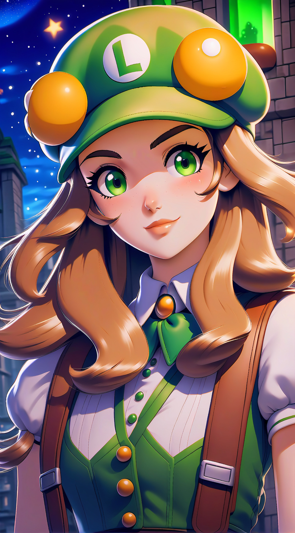 ai character: Luigi Mario background