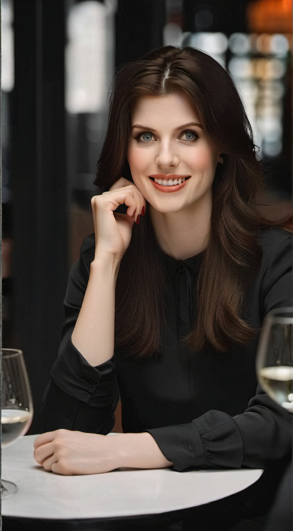 ai character: Alexandra Daddario background