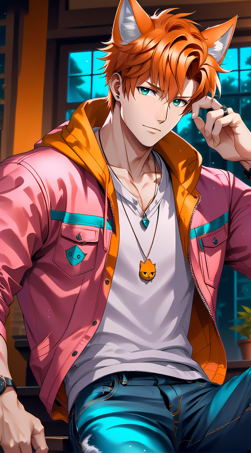 ai character: Garfield  background