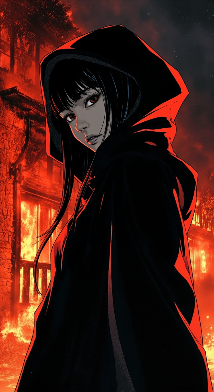 ai character: A Burning House background