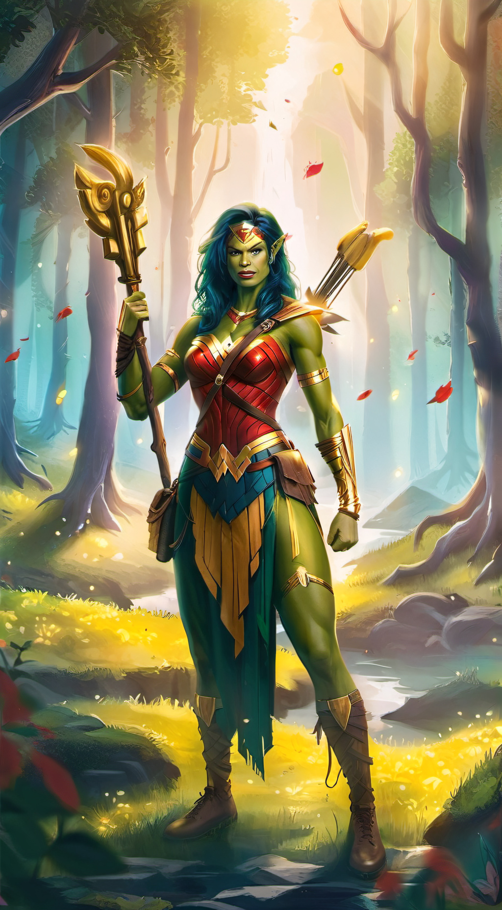 ai character: Orc WonderWoman  background