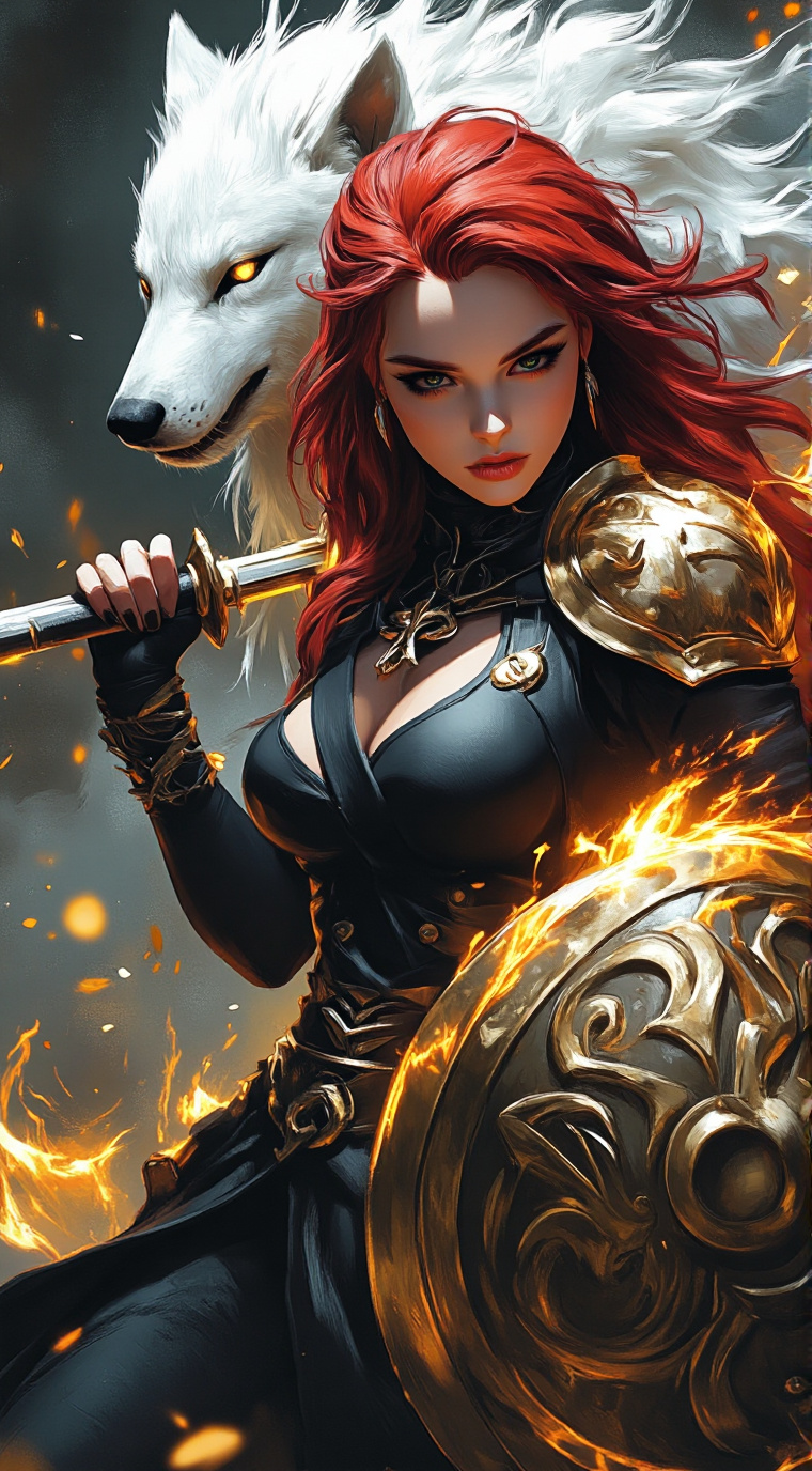 ai character: Snow Red background