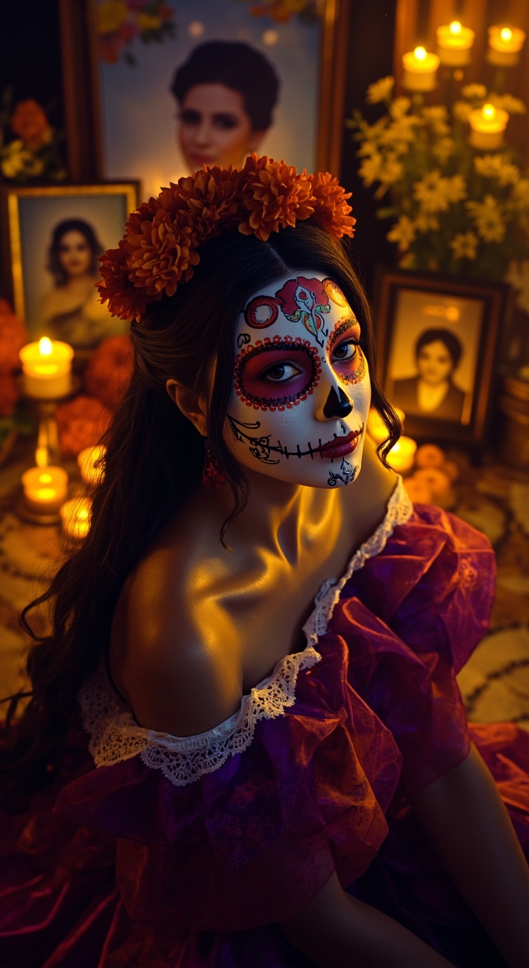 ai character: Día de los Muerto background