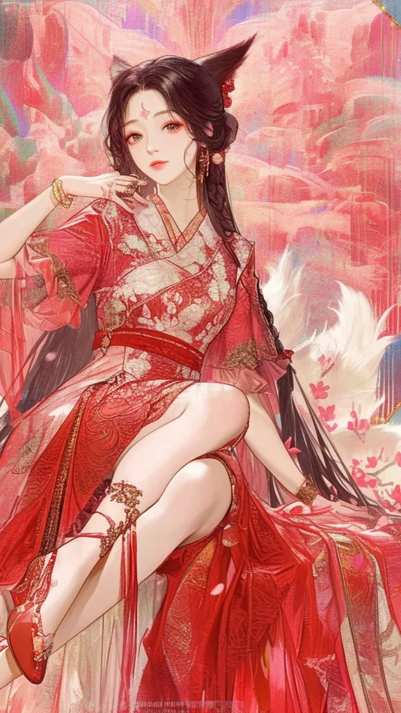 ai character: 塗山紅紅 background