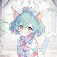 chat with ai character: Harlequin Cat Spirit