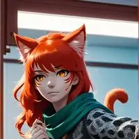 chat with ai character: Redheaded Spirit Cat