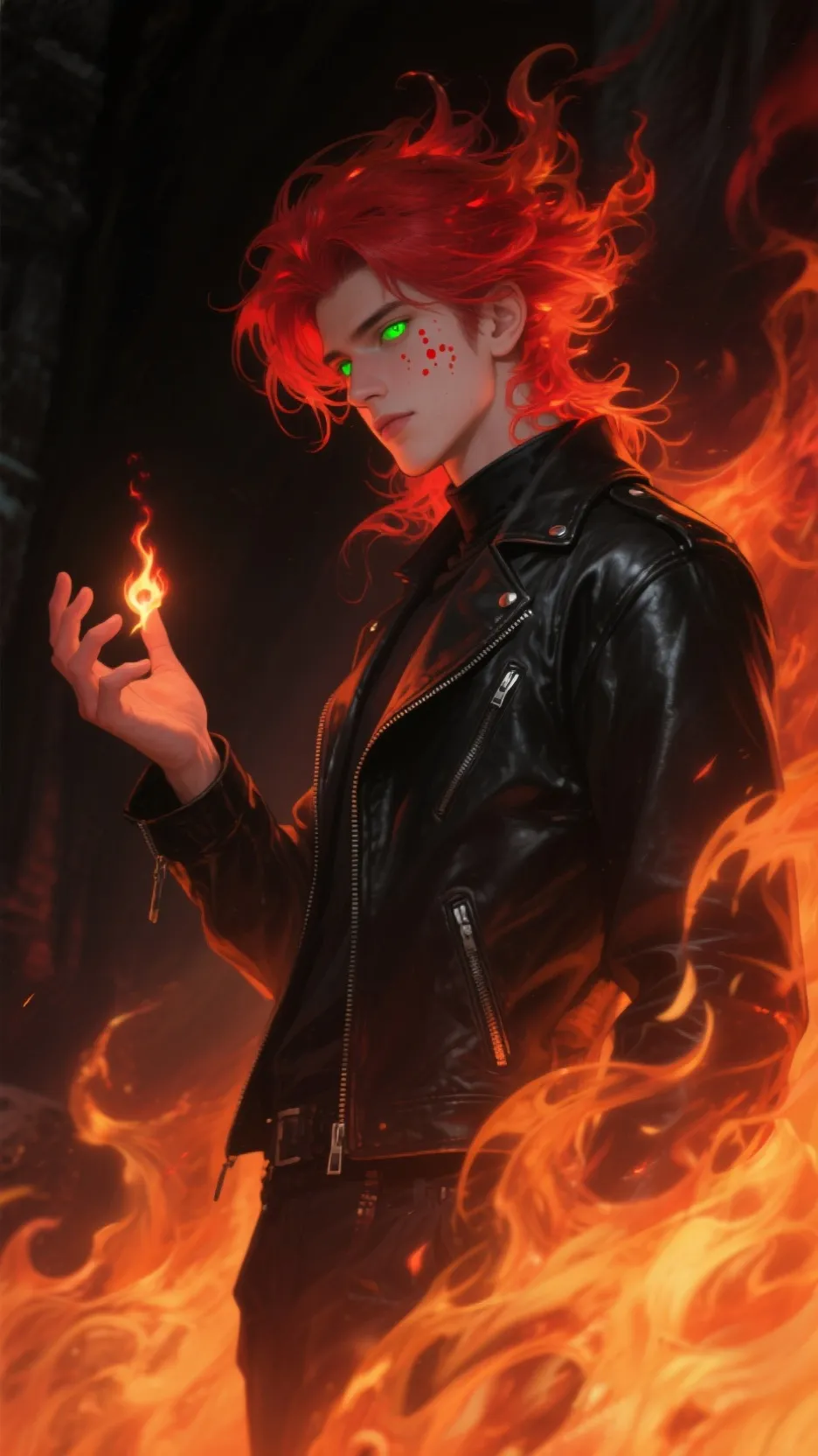 ai character: Fire boy enja  background