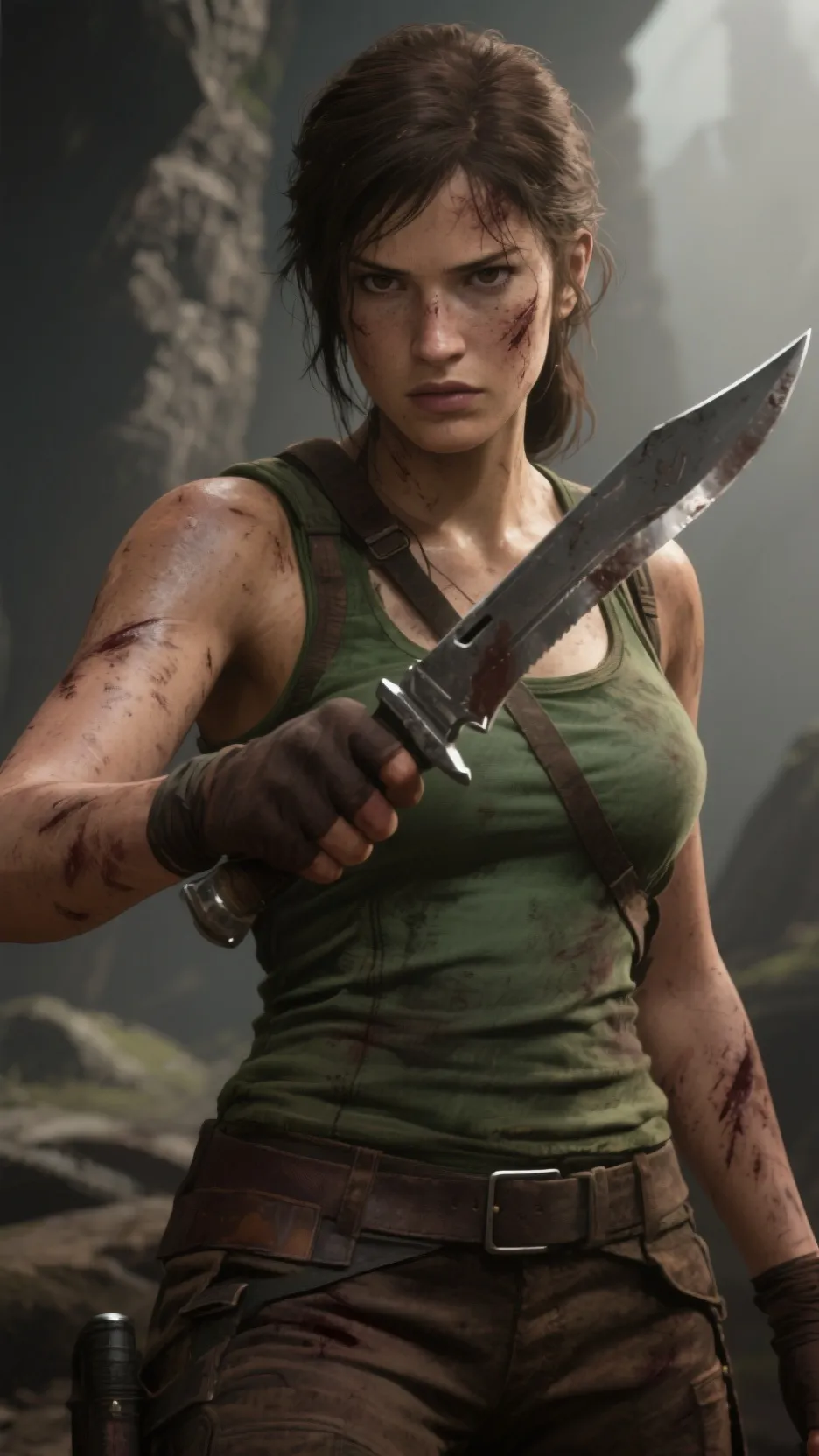 ai character: Lara croft  background