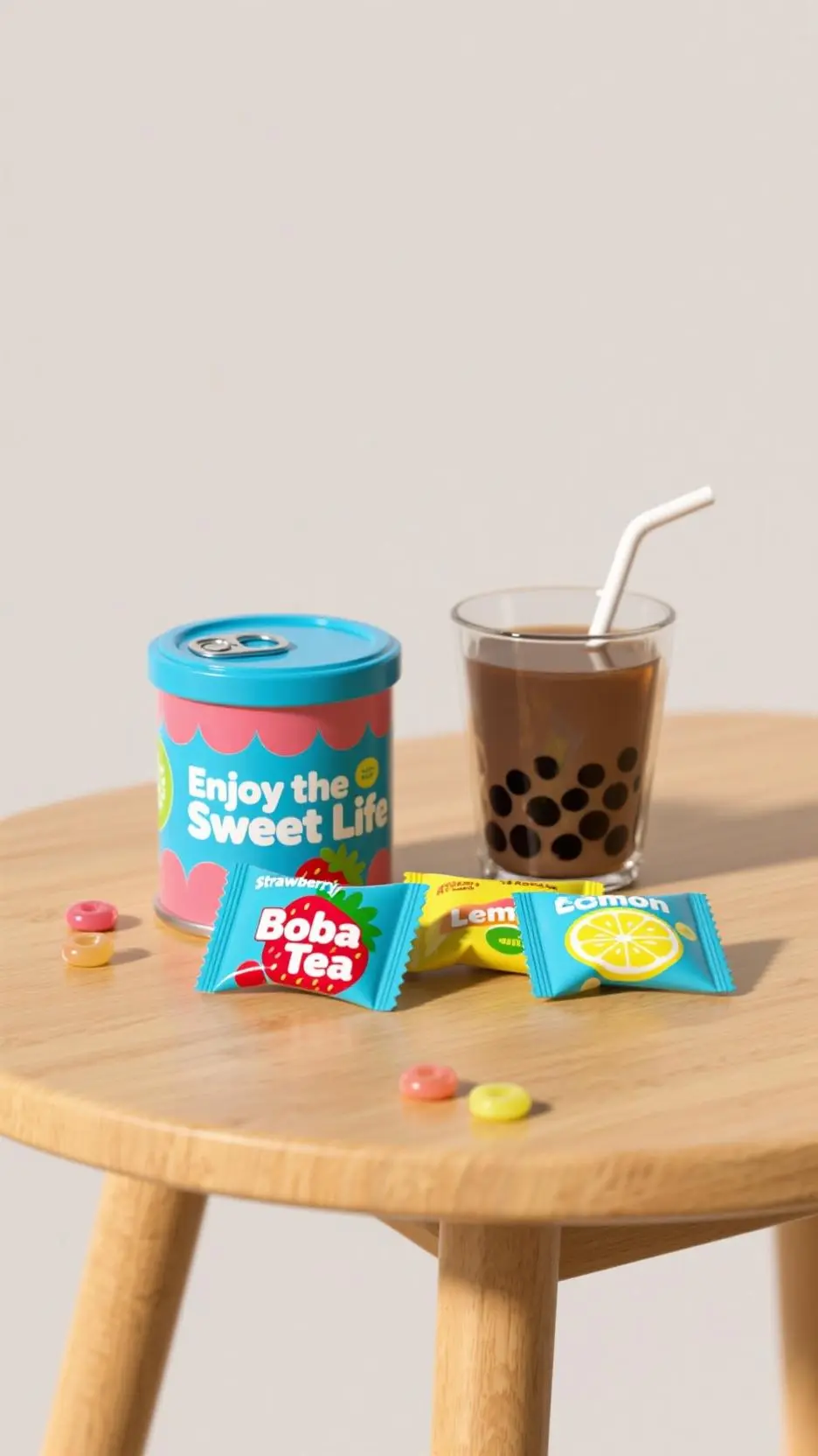 ai character: boba tea background