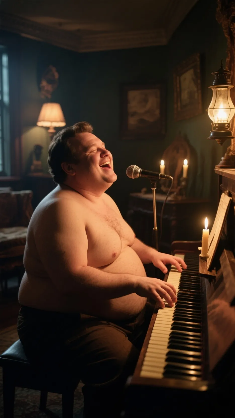 ai character: Fat artist  background