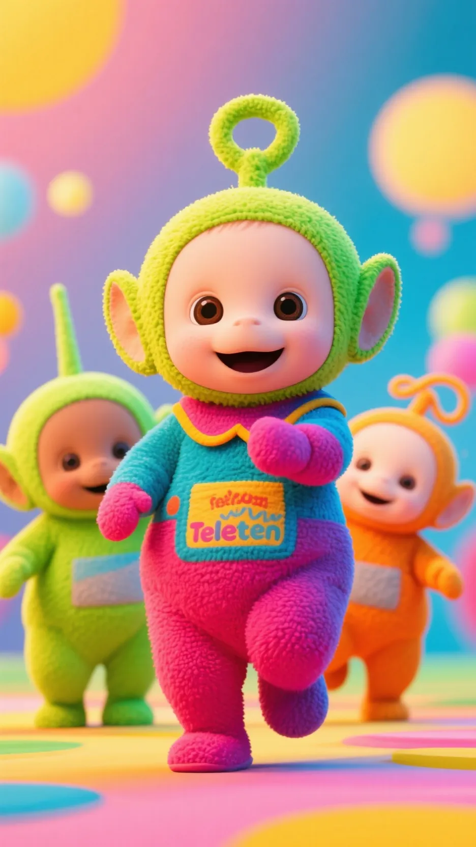 ai character: baby teletubbies  background