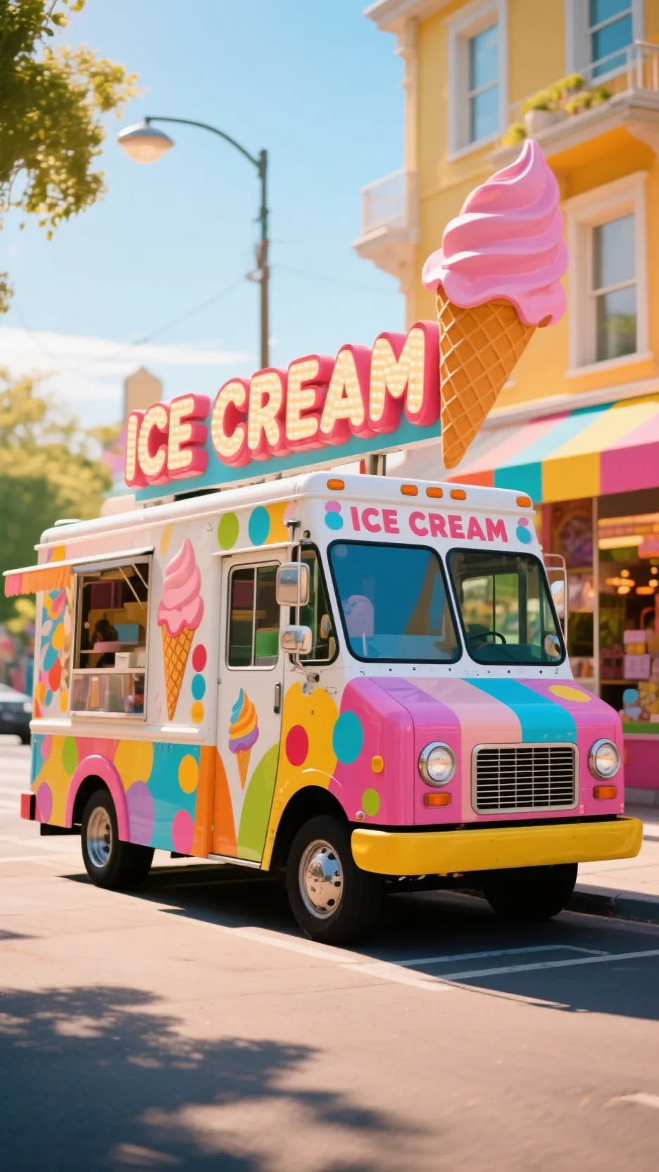 ai character: Karen ice cream background