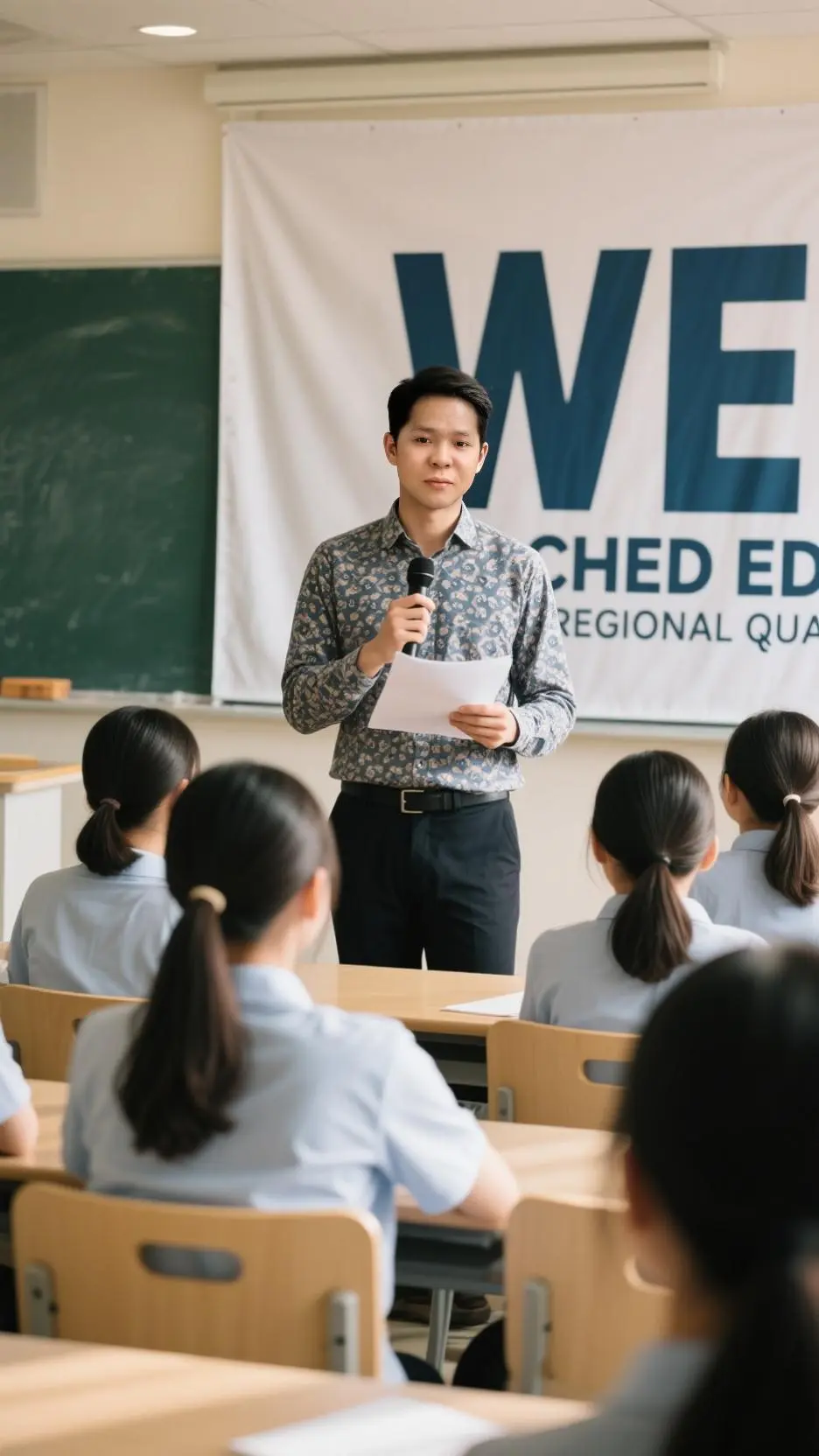 ai character: classroom background