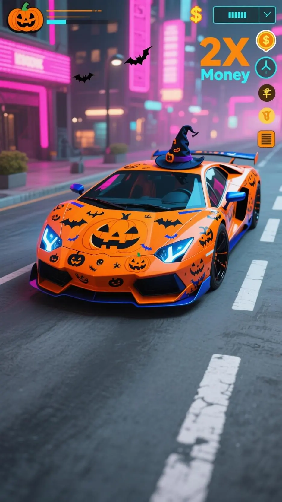 ai character: hallowean lambo background