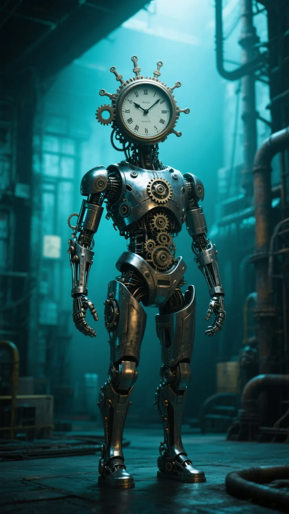 ai character: titan  clockman2.0 background