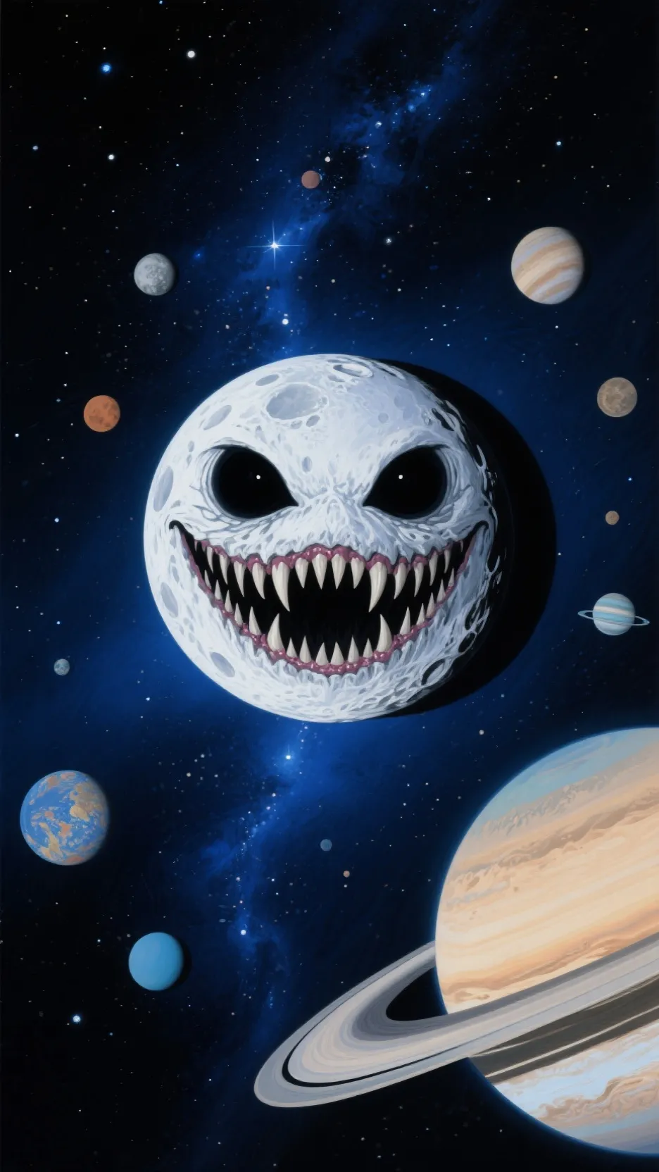 ai character: The moon woke up background