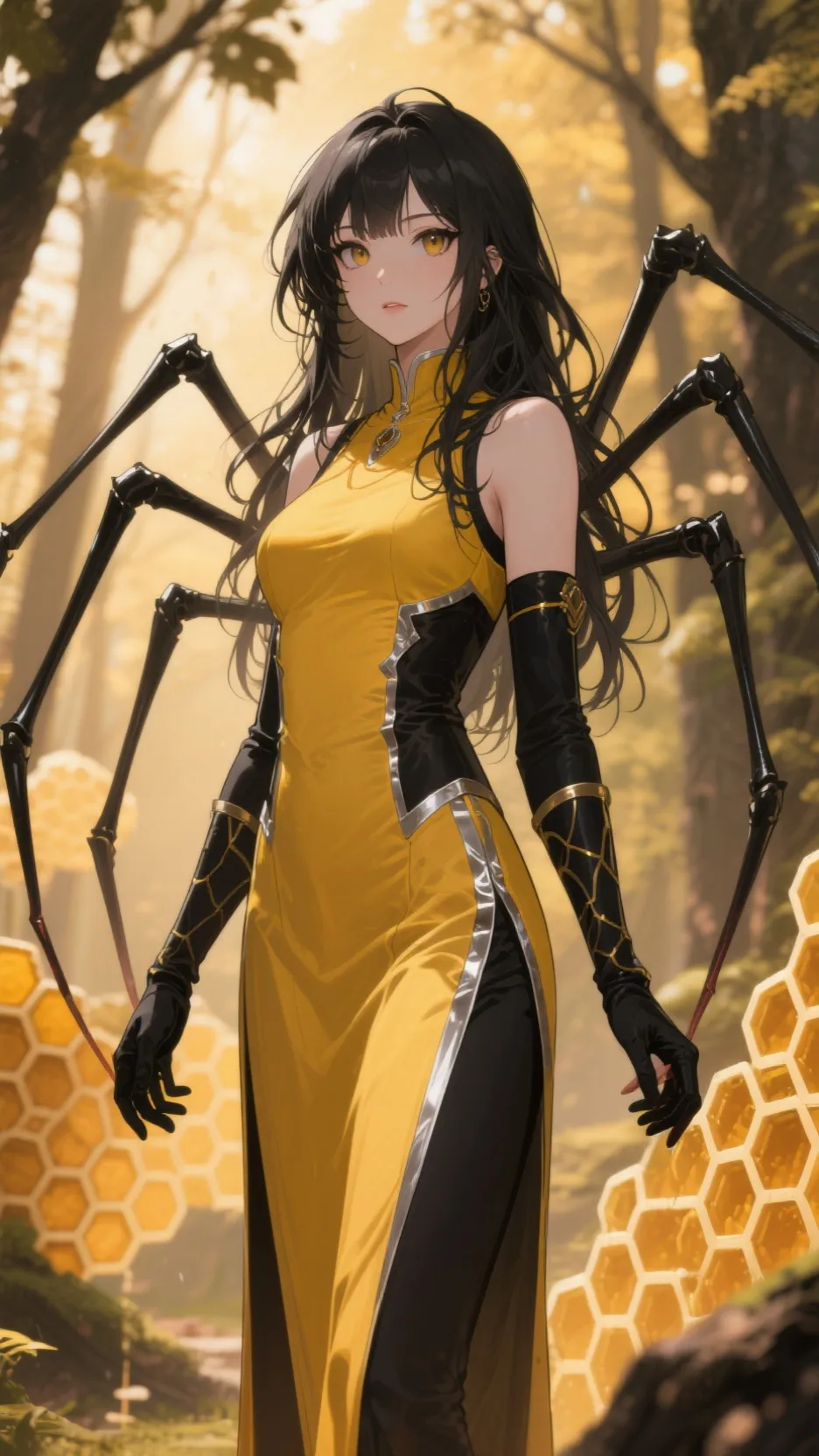 ai character: Honeylume Webspire background