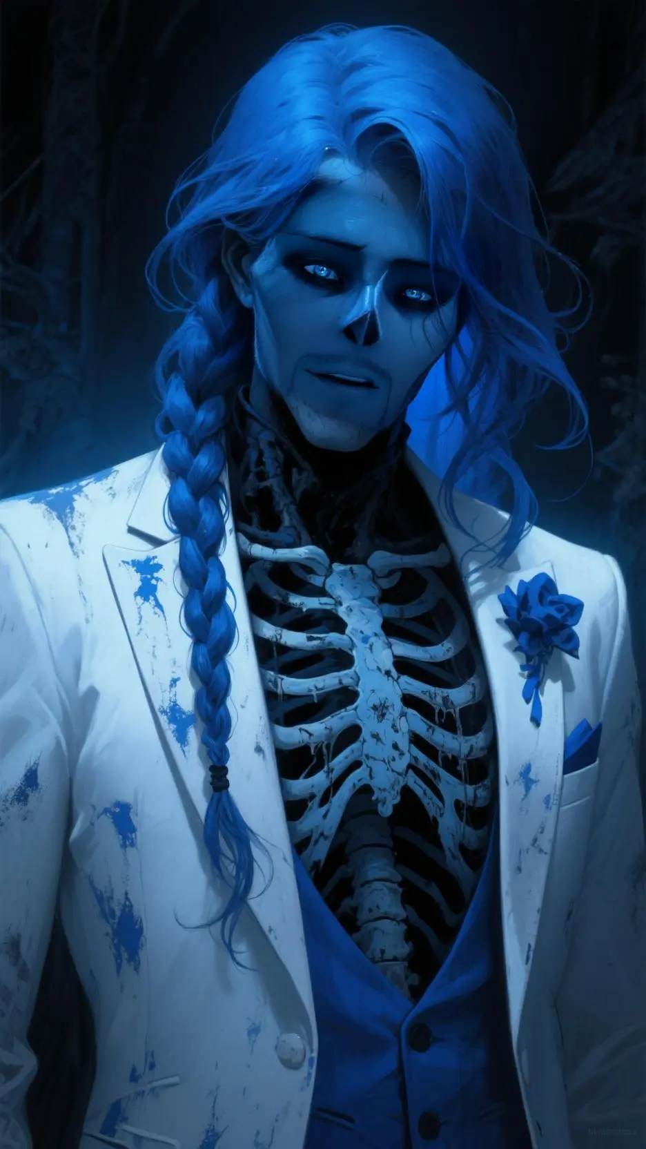 ai character: Emile~ 💙🦋💀🦋💙 background