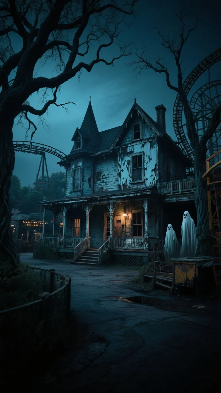 ai character: haunted house background
