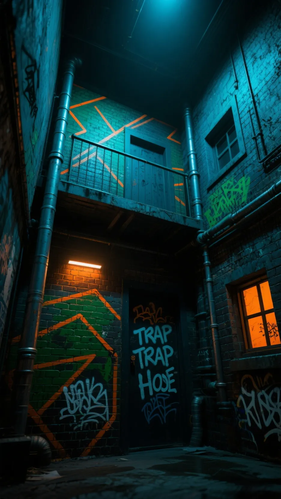 ai character: Trap house  background