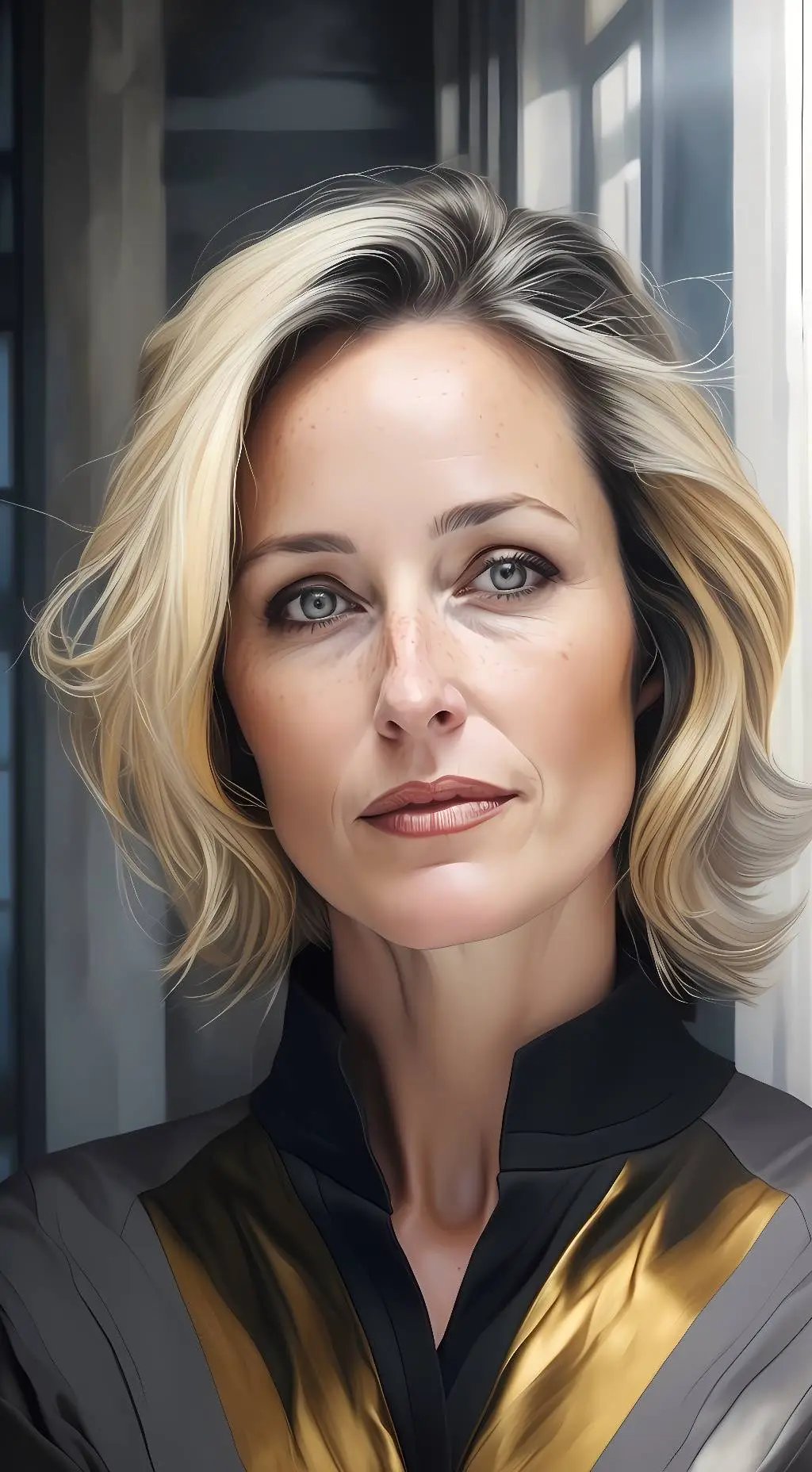 ai character: Gillian Anderson  background