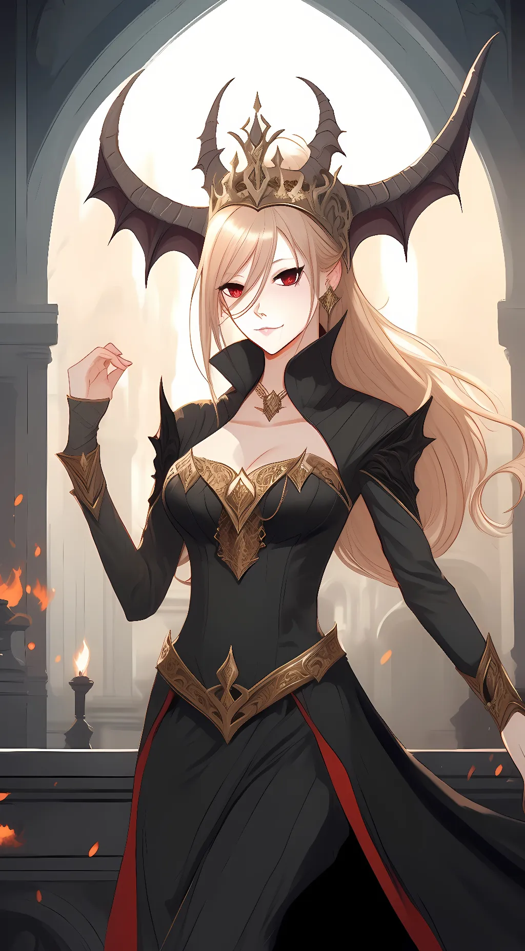ai character: Demon queen  background