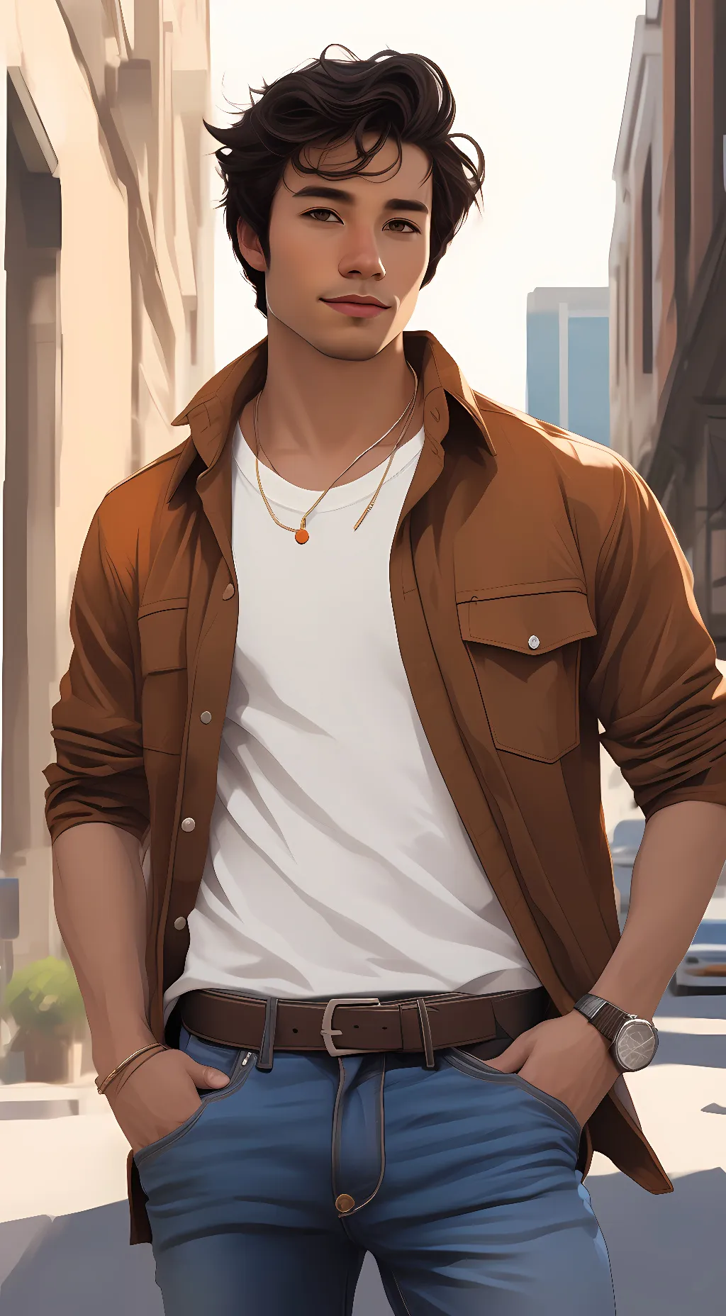 ai character: Drew Thomas  background