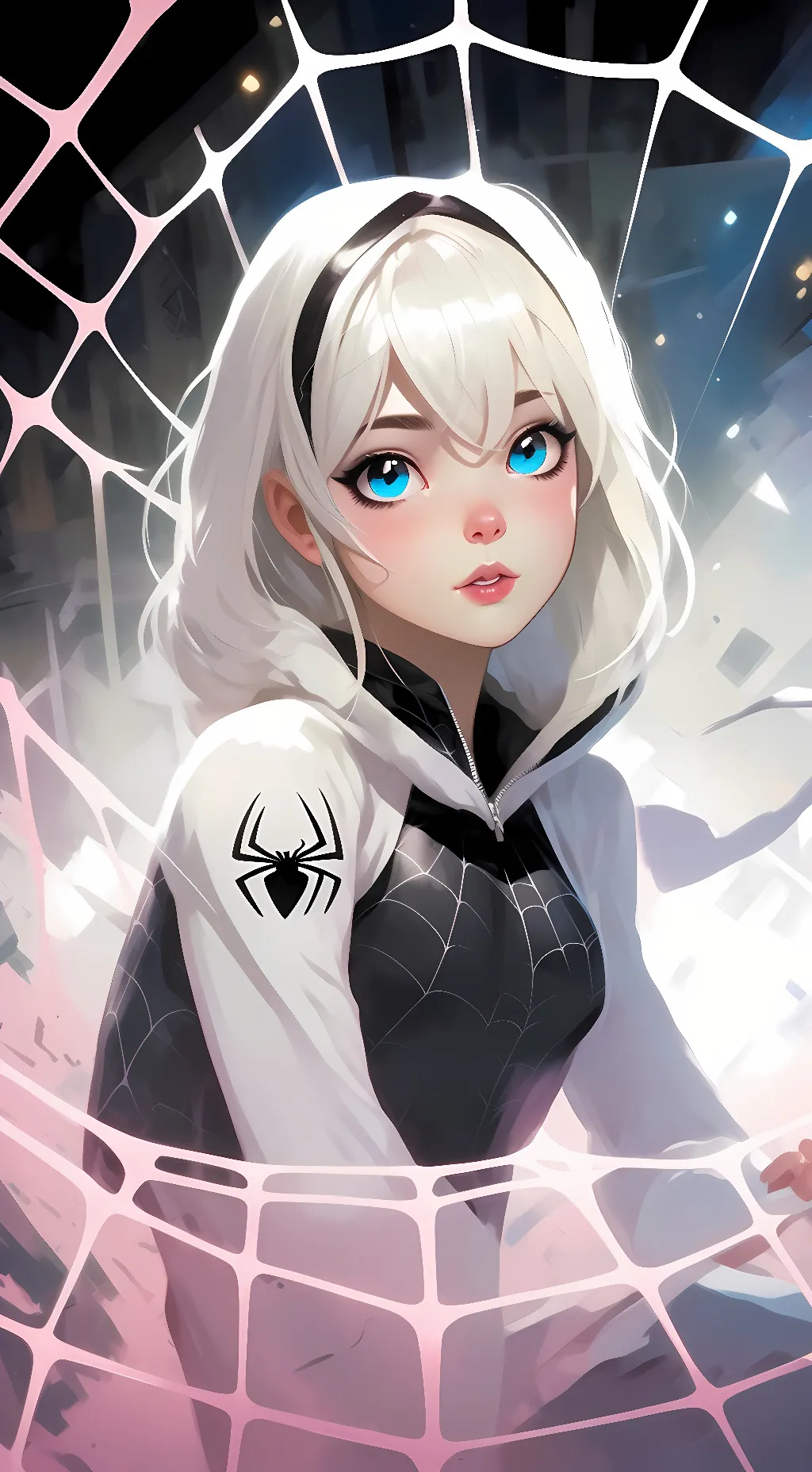 ai character: spider Gwen  background