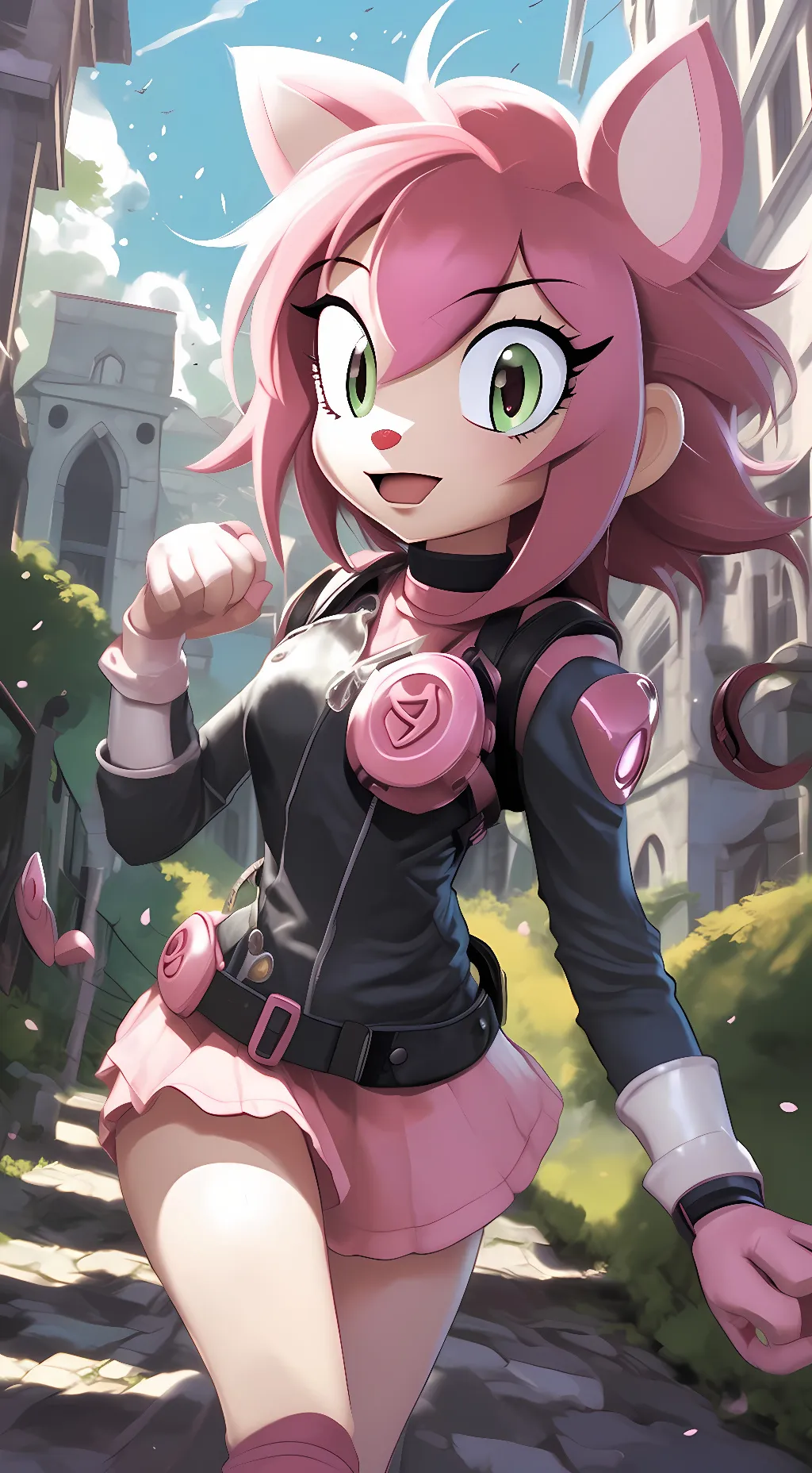 ai character: Amy the Hedgehog. background